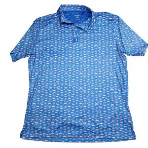 Bogey Bros Mens XXL Blue Flying Pigs Clouds Golf Polo Performance Shirt